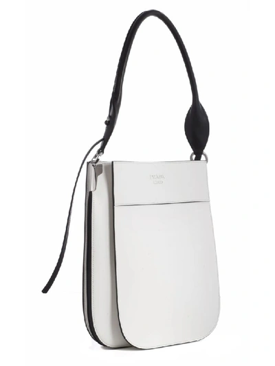 Shop Prada Margit Shoulder Bag In White Black