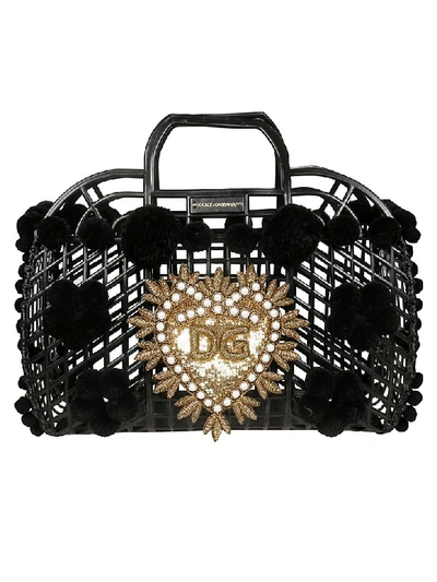 Shop Dolce & Gabbana Embellished Cage Tote In Black