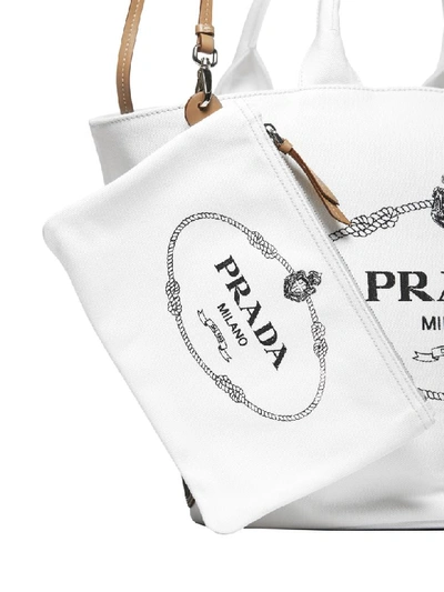 Shop Prada Giardiniera Shopper Bag In Bianco Nero
