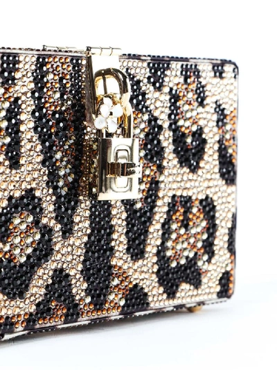Shop Dolce & Gabbana Leopard Print Embellished Shoulder Bag In M Leo New