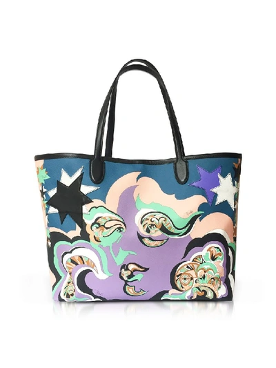 Shop Emilio Pucci Pink Avio Coated Canvas Tote Bag W/pouch