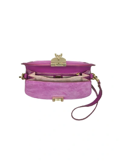 Shop Mcm Trisha Viva Lilac Suede And Leather Small Shoulder Bag