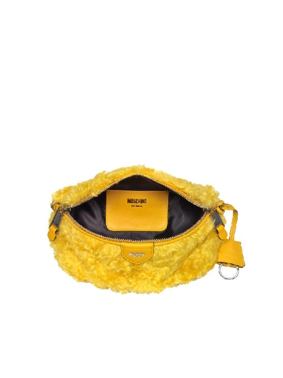 Shop Moschino Yellow Mohair Belt Bag