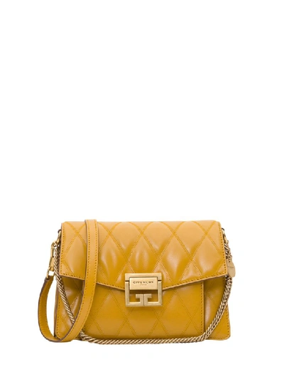 Shop Givenchy Gv3 Small Bag In Matelassé Leather In Oro