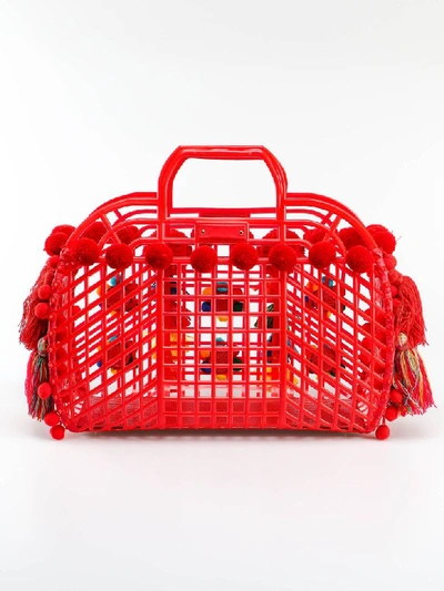 Shop Dolce & Gabbana Pom Pom Tote In Rosso