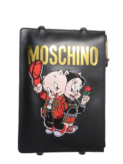 Shop Moschino Leather Backpack In Nero