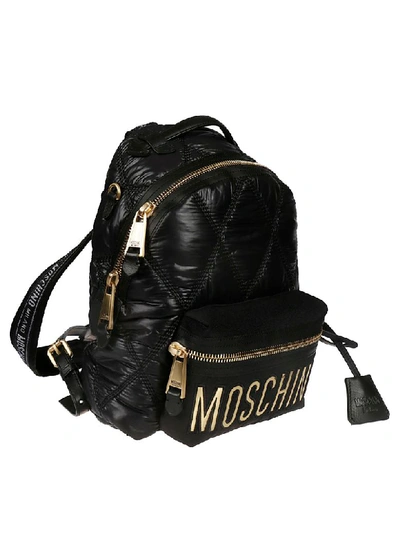 Shop Moschino Quilted Logo Backpack In Basic