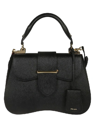 Shop Prada Foldover Tote In Black