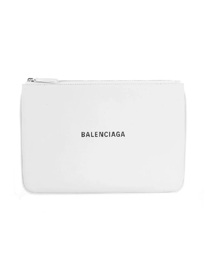 Shop Balenciaga Everyday Pouch In Blanc Optique Noir