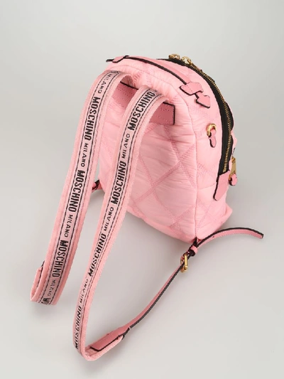 Shop Moschino Pink Diamond Quilted Nylon Backpack