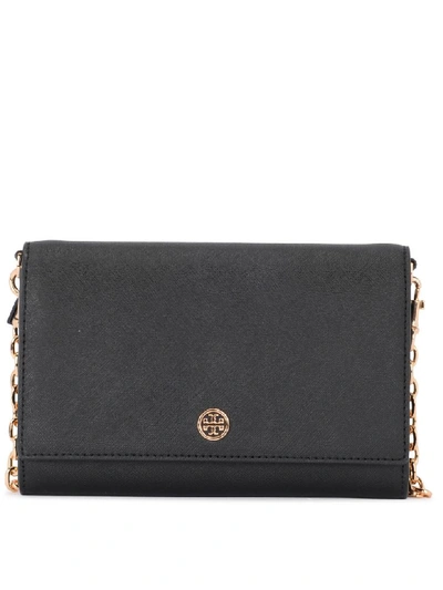 Shop Tory Burch Robinson Black Saffiano Leather Pochette In Nero