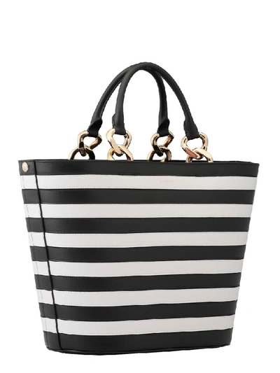 Shop Balmain Gloria Panier Tote Bag In Noir/blanc