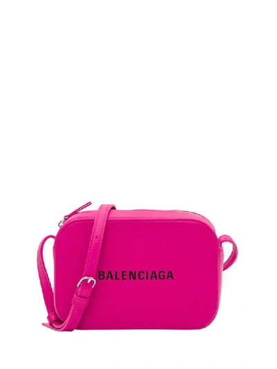 Balenciaga Xs Everyday Logo Print Camera Bag In Acid Pink Black | ModeSens
