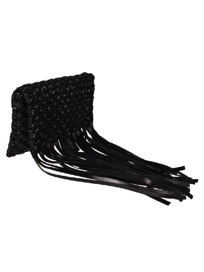 Shop Saint Laurent Fringed Shoulder Bag In Black