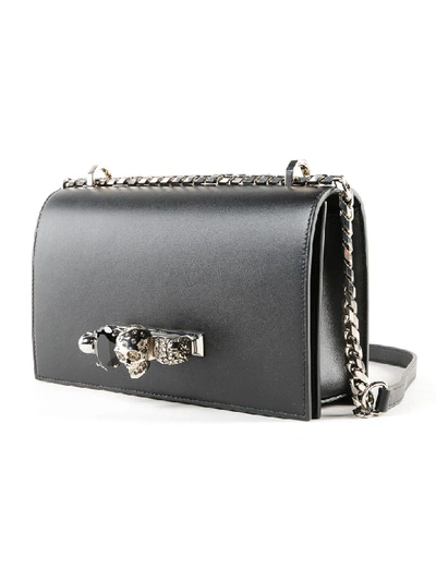 Shop Alexander Mcqueen Jeweled Shoulder Bag In Black