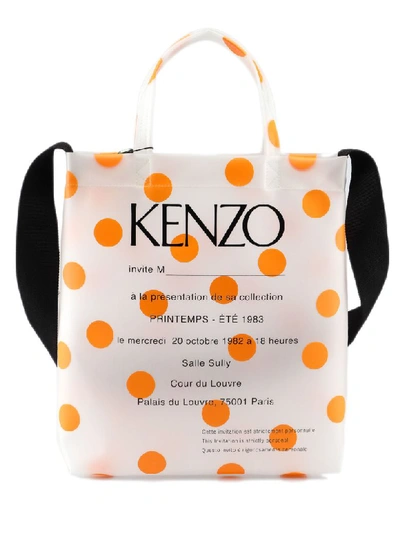Shop Kenzo Invitation Polka Dot Tote In Medium Orange