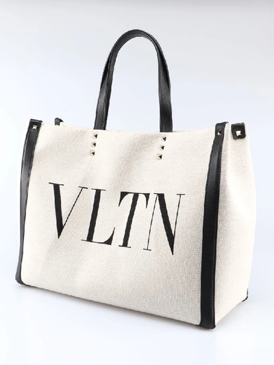 Shop Valentino Vltn Tote In Naturale/nero