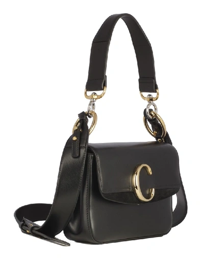 Shop Chloé S C Double Shoulder Bag In Black