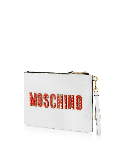Shop Moschino Teddy Circus Clutch In White