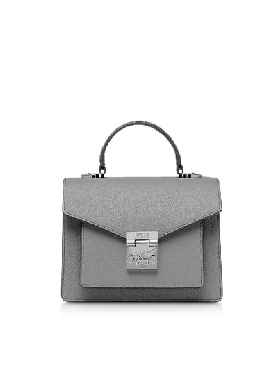 Shop Mcm Patricia Park Avenue Small Satchel Bag In Arch Grey