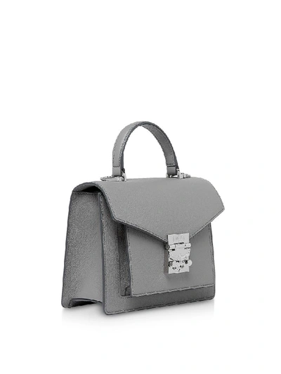 Shop Mcm Patricia Park Avenue Small Satchel Bag In Arch Grey