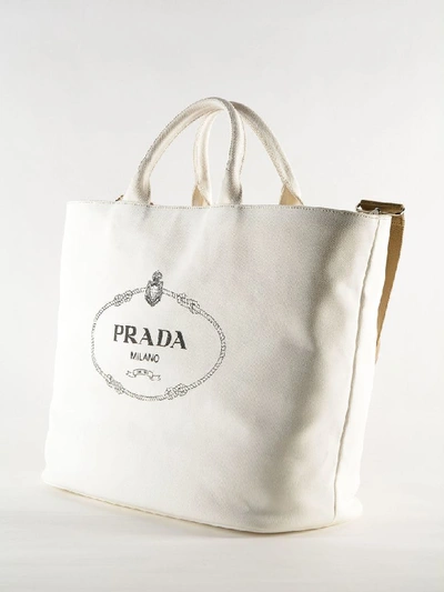 Shop Prada Logo Tote In Bianco