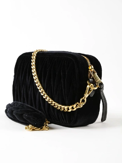 Shop Miu Miu Matelassé Shoulder Bag In Nero