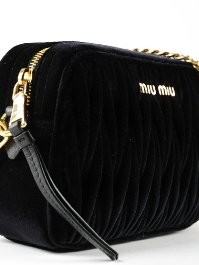 Shop Miu Miu Matelassé Shoulder Bag In Nero