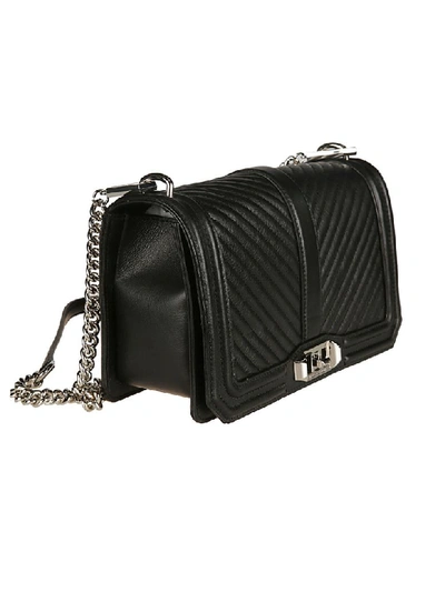 Shop Rebecca Minkoff Chevron Quilted Love Shoulder Bag In Black