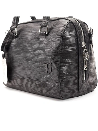 Shop Trussardi T-easy City Saffiano Faux Leather Bag In Black
