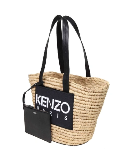 Shop Kenzo Shopping In Rafia Summer Basket In Black