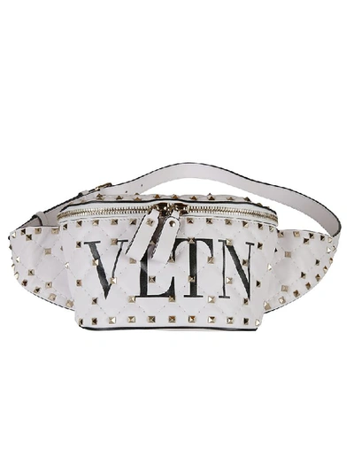 Shop Valentino Spike Belt Bag In Vp Bianco Nero