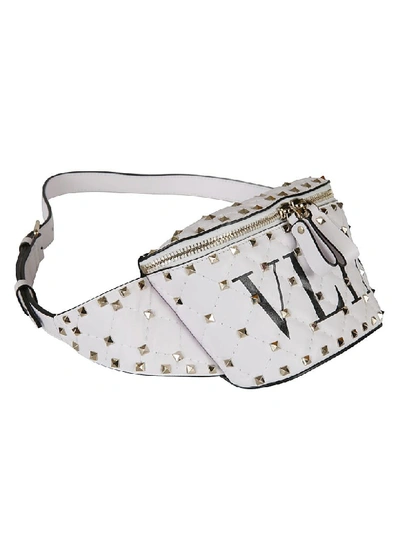 Shop Valentino Spike Belt Bag In Vp Bianco Nero