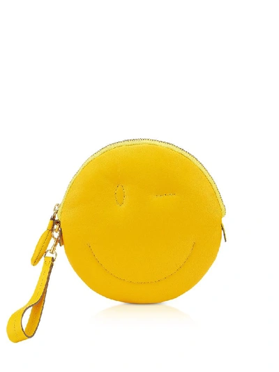 Shop Anya Hindmarch Soft Nappa Soleil Wink Chubby Clutch In Yellow