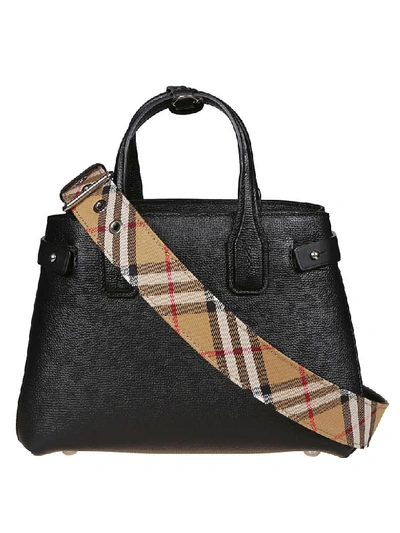 Shop Burberry The Small Banner Tote In Black