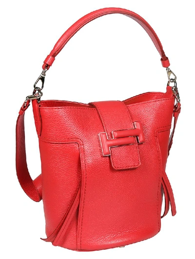 Shop Tod's Double T Bucket Bag In Red