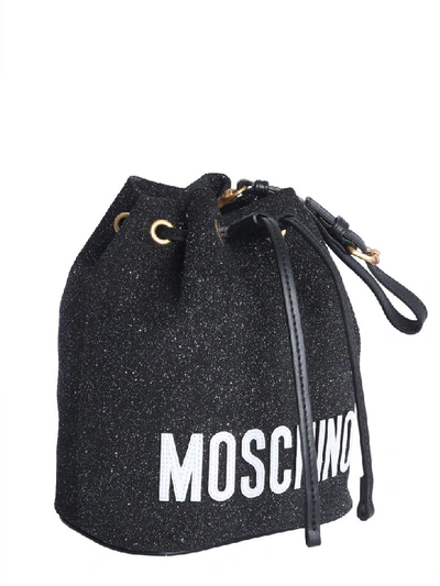 Shop Moschino Bucket Bag With Logo In Nero