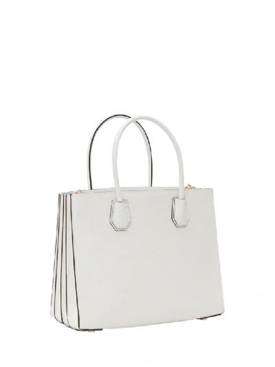 Michael Michael Kors Mercer Large Pebbled Leather Accordion Tote In White