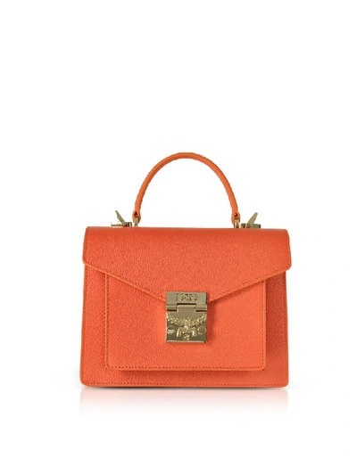 Shop Mcm Patricia Park Avenue Small Satchel Bag In Orange