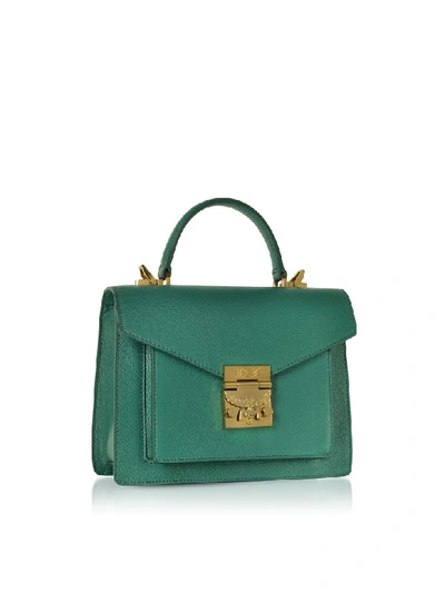 Shop Mcm Patricia Park Avenue Small Satchel Bag In Hopper Green