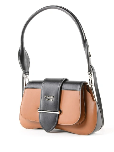 Shop Prada Sidonie Shoulder Bag In P Cognac+nero