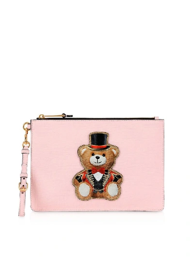 Shop Moschino Teddy Circus Clutch In Pink