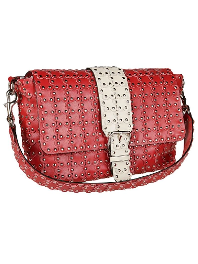 Shop Red Valentino Studded Shoulder Bag In Red