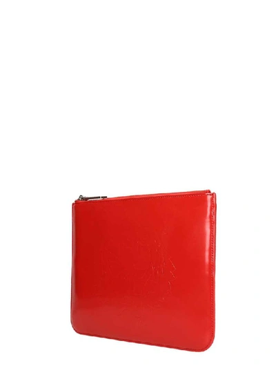Shop Kenzo Red Leather Tiger Clutch Bag