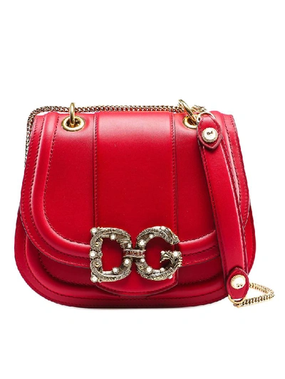 Shop Dolce & Gabbana Dg Amore Shoulder Bag In Rosso Papavero