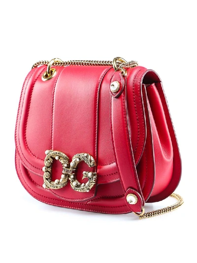 Shop Dolce & Gabbana Dg Amore Shoulder Bag In Rosso Papavero
