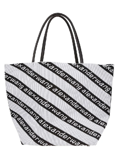 Shop Alexander Wang Logo Knit Shoulder Bag In Basic