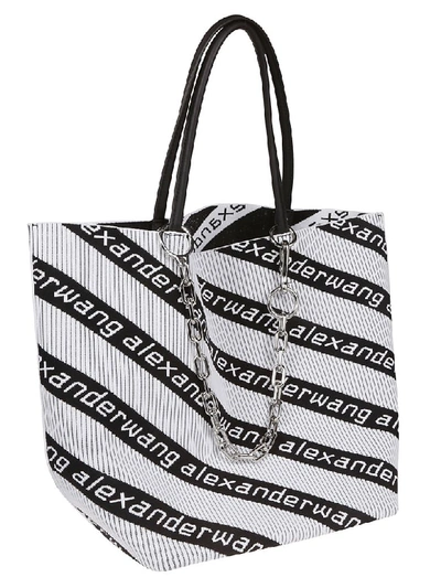 Shop Alexander Wang Logo Knit Shoulder Bag In Basic
