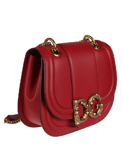 Shop Dolce & Gabbana Logo Plaque Shoulder Bag In Red