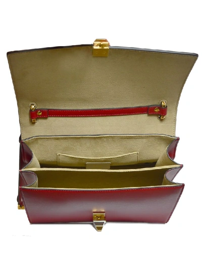 Shop Fendi Embossed Double F Logo Shoulder Bag In Mvv Strowberry Gold Soft